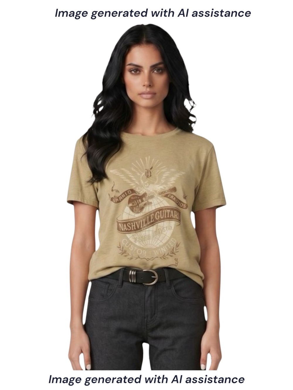 Lucky Brand S green Nashville Guitars graphic t-shirt